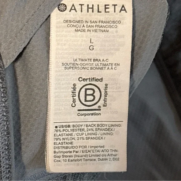 Athleta Women’s Ultimate Sports Bra Size Large A-C Cup Heathered Gray NWOT - Picture 7 of 7